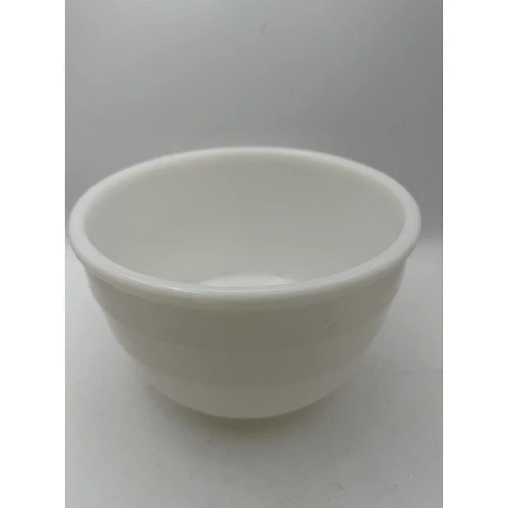 GE White Milk Glass Mixing Bowl Ribbed Vintage Nesting Kitchen Bowl